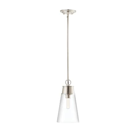 Wentworth 1 Light Pendant, Polished Nickel & Clear